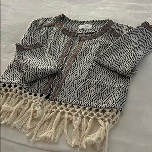 NWT Miss Me Black and Cream Fringe Jacket